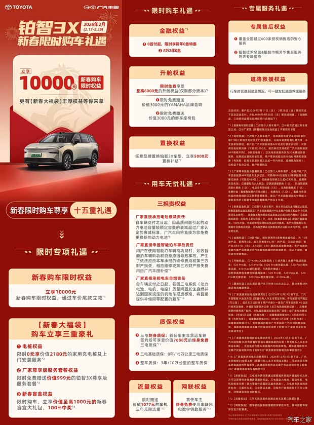 可享1万元现金优惠等 广汽丰田铂智3X推新春限时购车礼遇